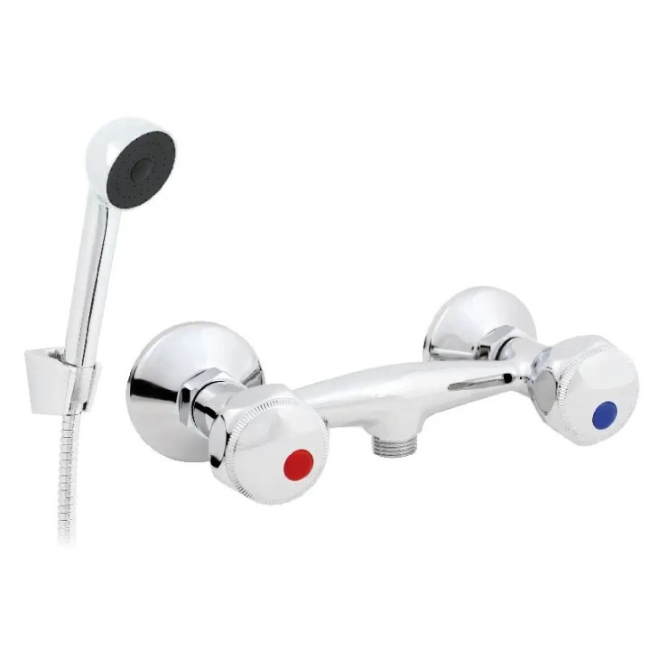 bateria prysznicowa ścienna Hydroland B107 Standard ze słuchawką i wężem 150 cm