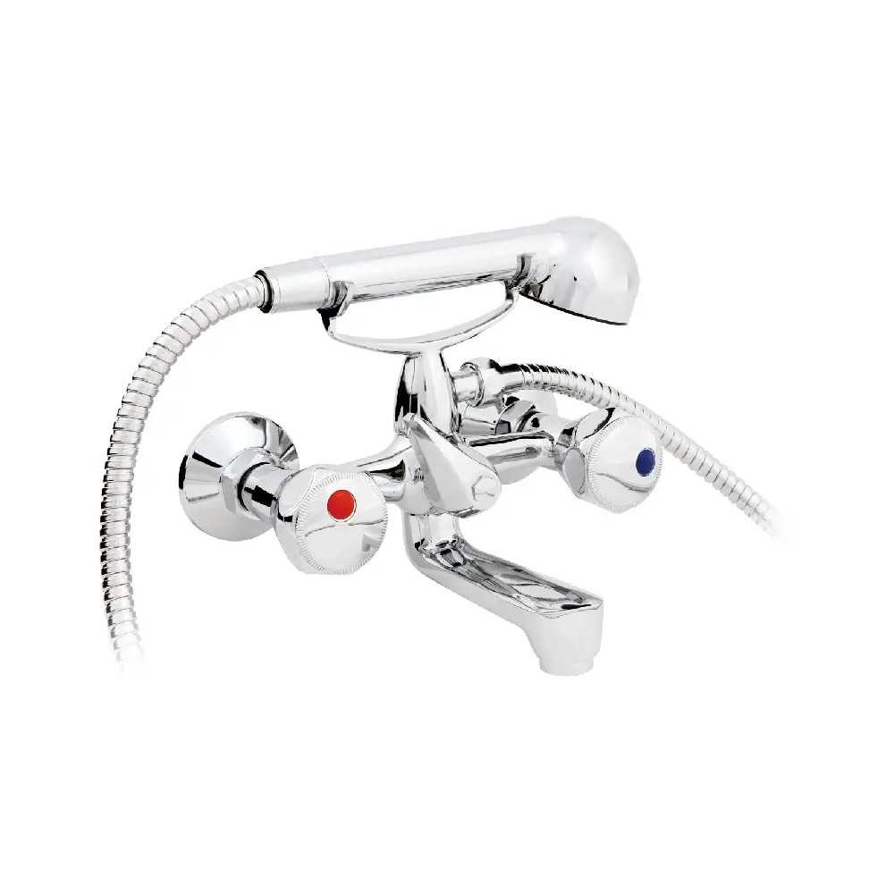 bateria wannowa ścienna Hydroland B101 Standard z przełącznikiem wanna-prysznic i wężem 150 cm