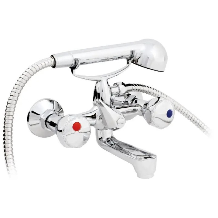 bateria wannowa ścienna Hydroland B101 Standard z przełącznikiem wanna-prysznic i wężem 150 cm