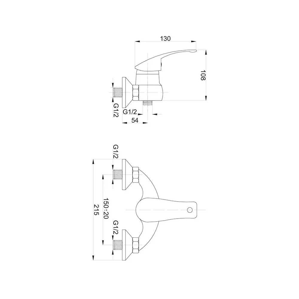 bateria prysznicowa ścienna Hydroland Vena B327 chromowana z ceramicznym regulatorem - dane techniczne