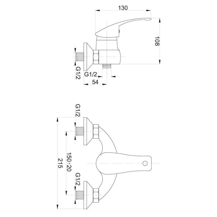 bateria prysznicowa ścienna Hydroland Vena B327 chromowana z ceramicznym regulatorem - dane techniczne