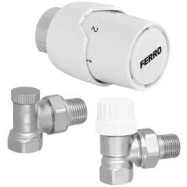 Zestaw termostatyczny kątowy 1/2 cala Ferro GT20 do regulacji grzejnika