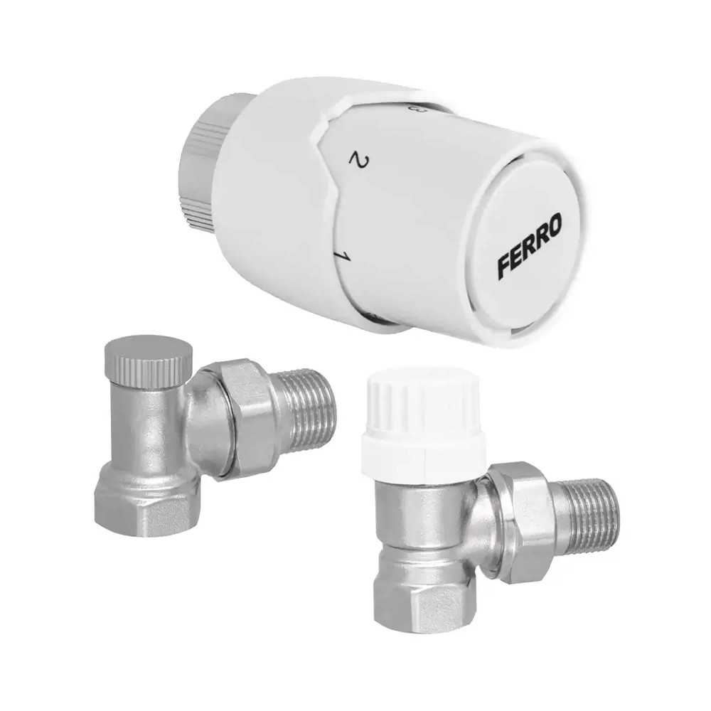 Zestaw termostatyczny kątowy 1/2’’ z głowicą GT20 Ferro