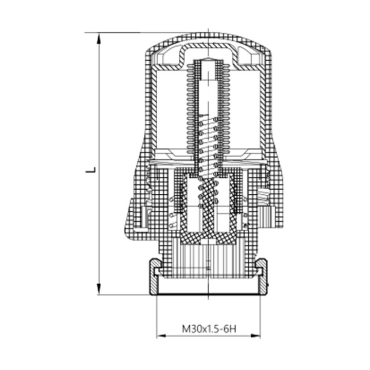 Głowica termostatyczna mini biała Art.398 M30x1,5 - wymiary