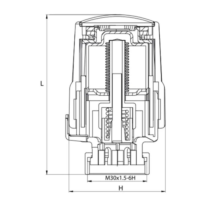 Głowica termostatyczna M30x1,5 Diamond - wymiary