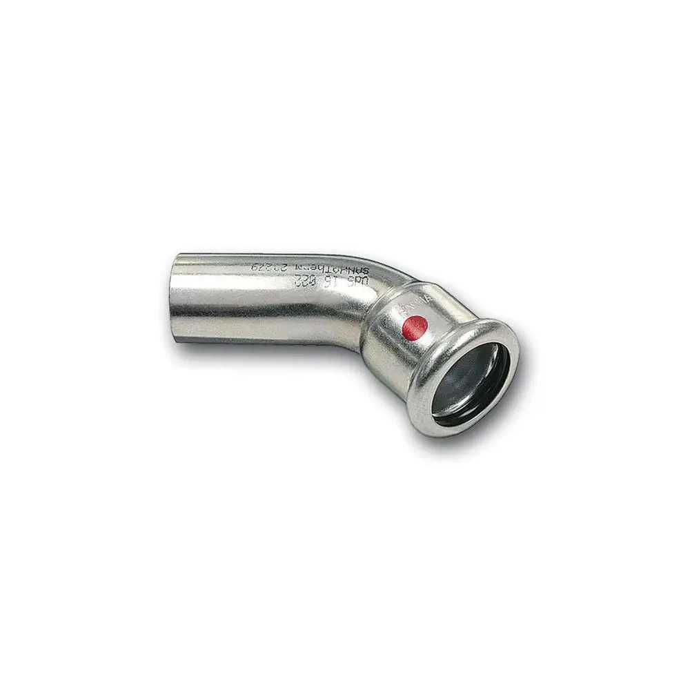 Łuk zaprasowywany stalowy 28 mm 45° SANHA-Therm do ogrzewania i powietrza