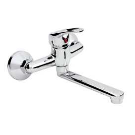 Jednouchwytowa bateria łazienkowa ścienna z chromowaną powłoką