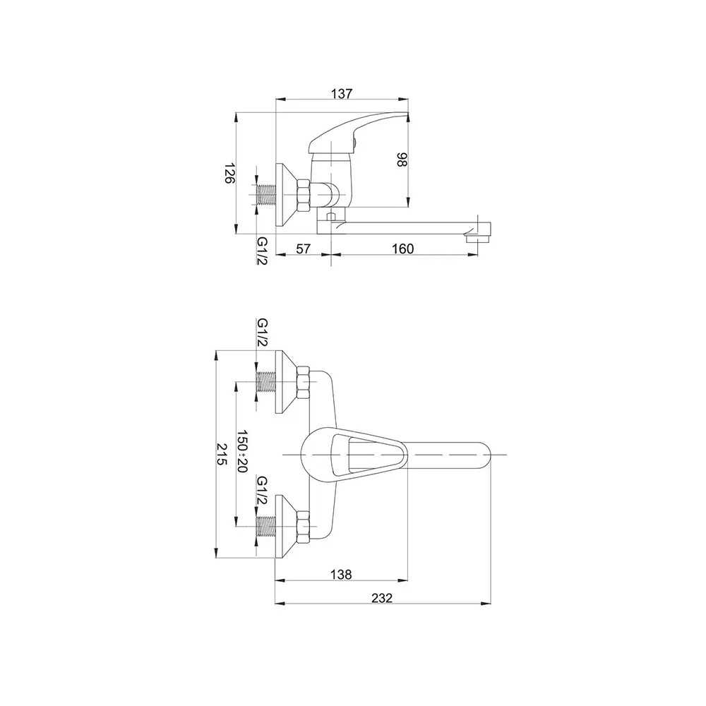 Bateria umywalkowa Hydroland B392 - wymiary