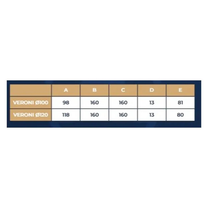 Wymiary wentylatora VERONI GLASS Ø100 S – schemat techniczny modelu Ø100 mm DOSPEL