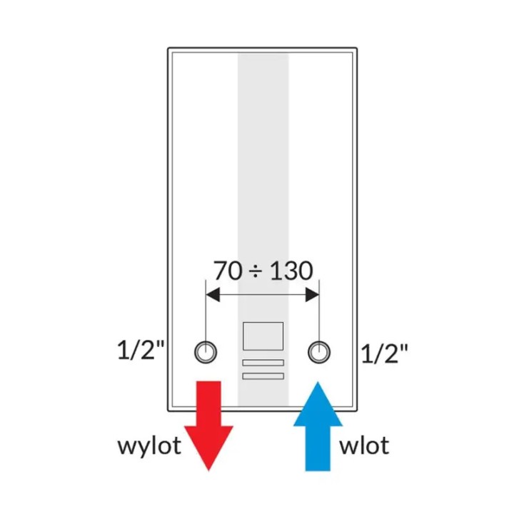 Przepływowy podgrzewacz wody POW MULTI LCD 18/21/24 Wijas - rysunek techniczny