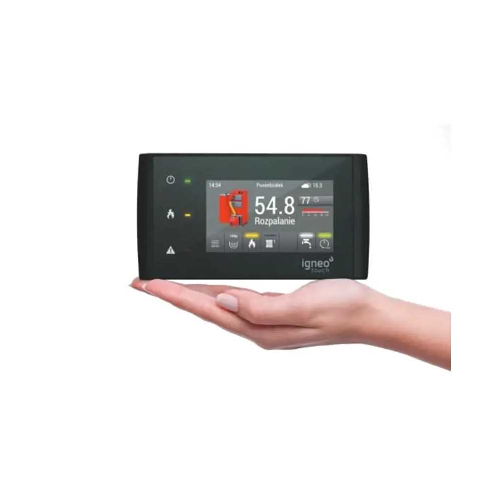 Panel Estyma Igneo Touch z wyświetlaczem i przyciskami do regulacji temperatury