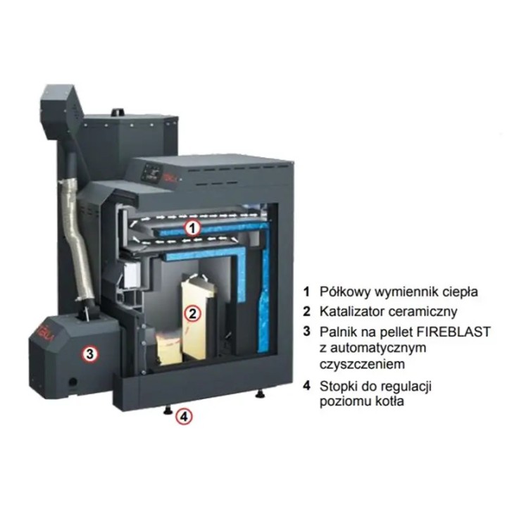 Kocioł na pellet Tekla 18 kW z zamkniętym palnikiem i estetyczną obudową
