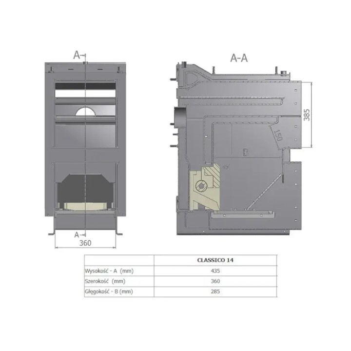 Kocioł na drewno komorowy Tekla Classico Drewno 14 kW