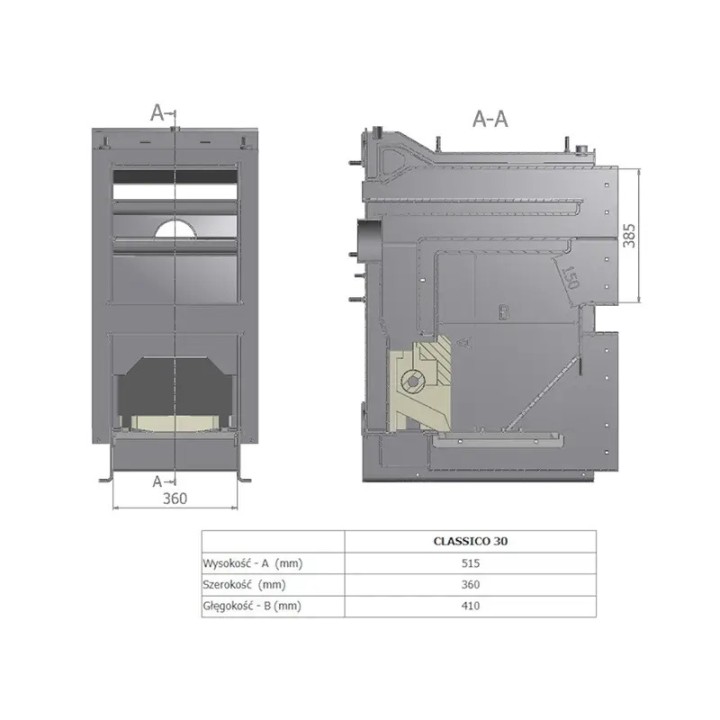 Kocioł na drewno komorowy Tekla Classico Drewno 30 kW