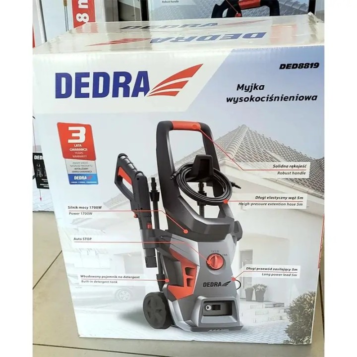 Myjka wysokociśnieniowa DED8819 1700W – skuteczna myjka do samochodu, tarasu, narzędzi
