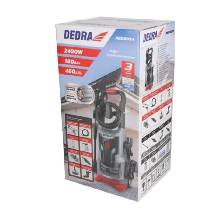 Myjka ciśnieniowa DED8824 – 2400W, 180 bar | Idealna do auta i tarasu