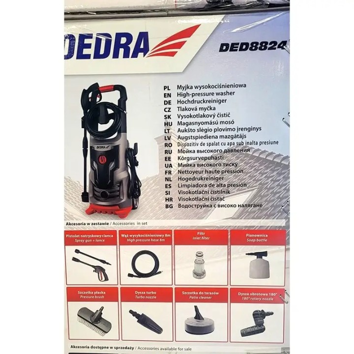 Myjka ciśnieniowa DED8824 – 2400W, 180 bar | Idealna do auta i tarasu