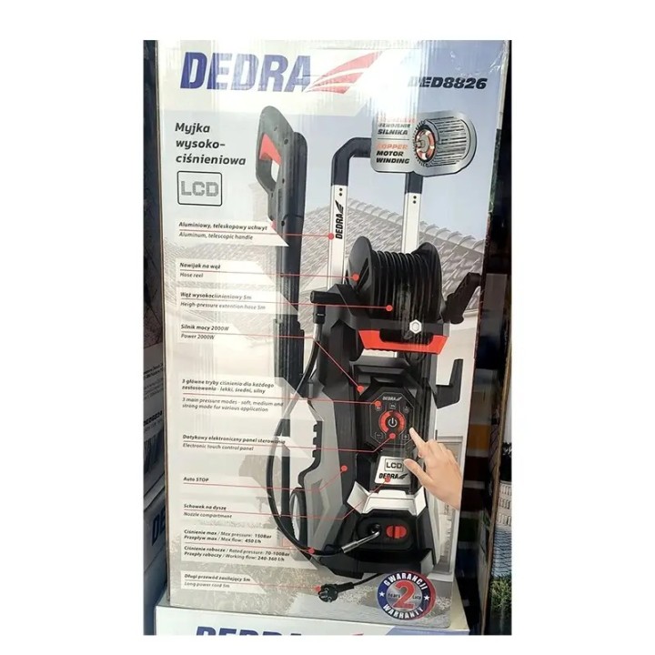 Myjka ciśnieniowa DEDRA DED8826 2000W, 150 bar, LCD