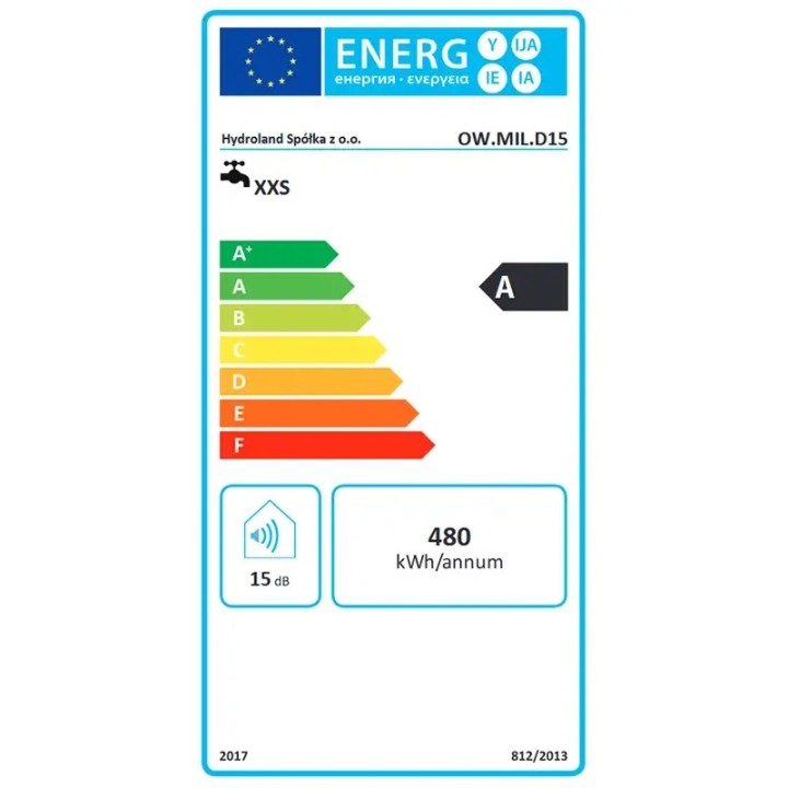 Bojler elektryczny MILANO 15L nadumywalkowy - etykieta energetyczna