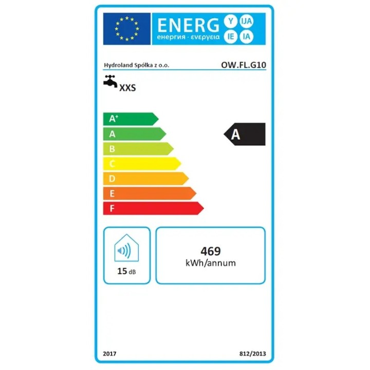 Bojler elektryczny 10 litrów podumywalkowy - etykieta energetyczna