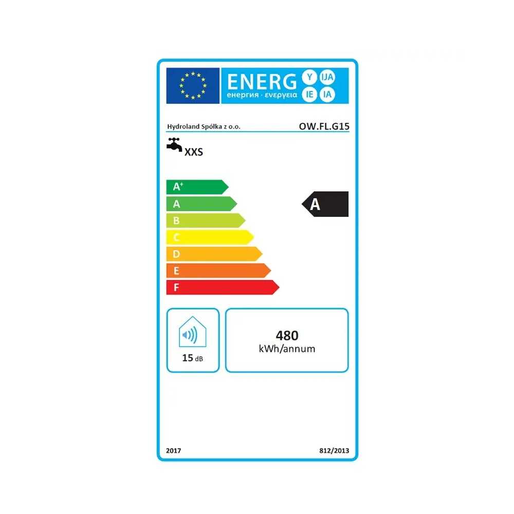 bojler elektryczny FLORYDA 15L etykieta energetyczna