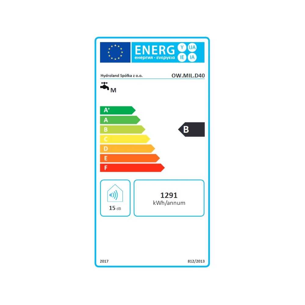 bojler elektryczny MILANO 40L - etykieta energetyczna