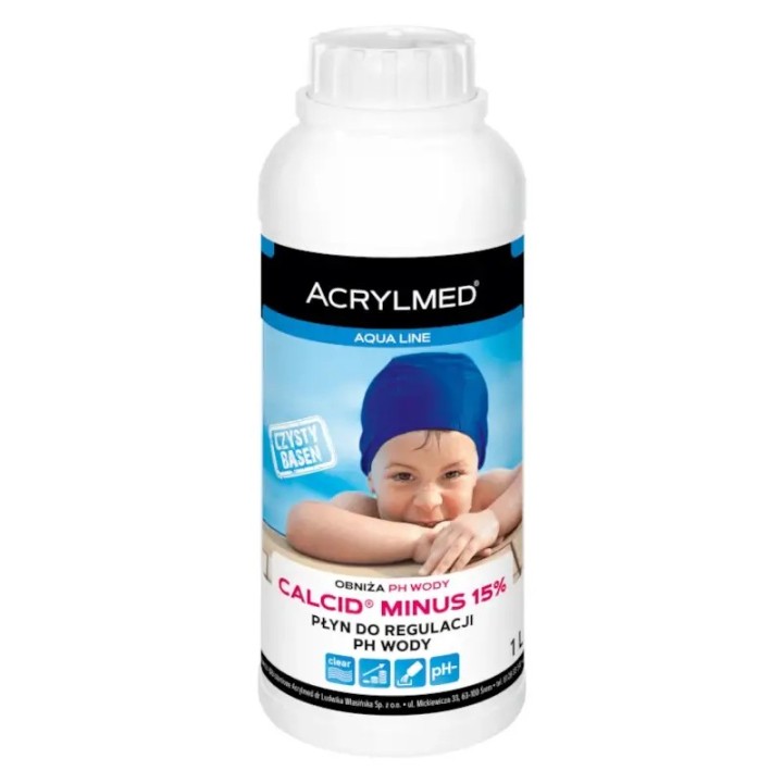 Butelka 1 litr CALCID MINUS 15% – preparat do regulacji pH w basenie
