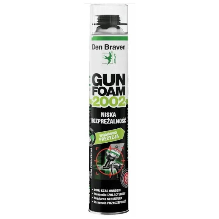Piana pistoletowa Den Braven GUN FOAM 2002 – niskorozprężna, profesjonalna piana montażowa