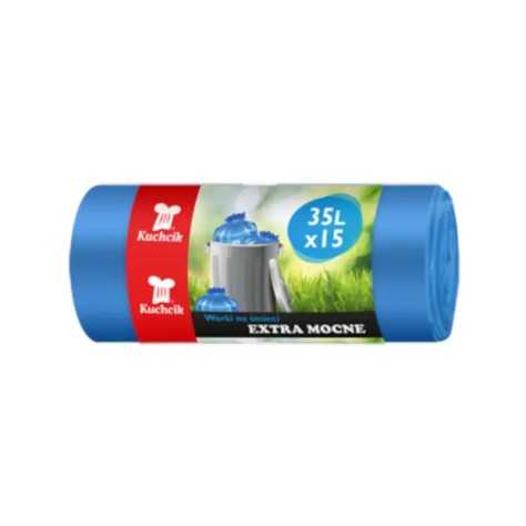 Worki na śmieci Kuchcik 35 l extramocne LDPE niebieskie
