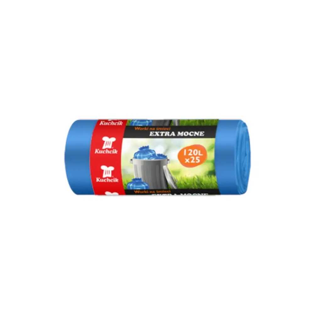 Worki na śmieci Kuchcik 120 l extramocne LDPE niebieskie – 25 szt.