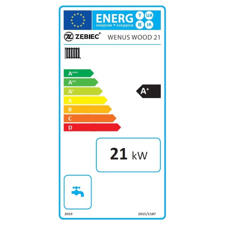 Etykieta energetyczna kotła na zgazowującego drewno Wenus Wood 21kW