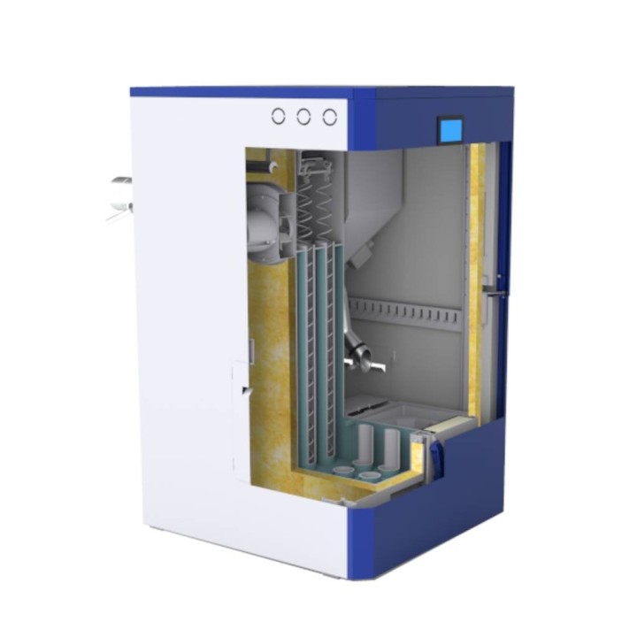 Przekrój kotła na pellet Perła 20 kW - Zębiec