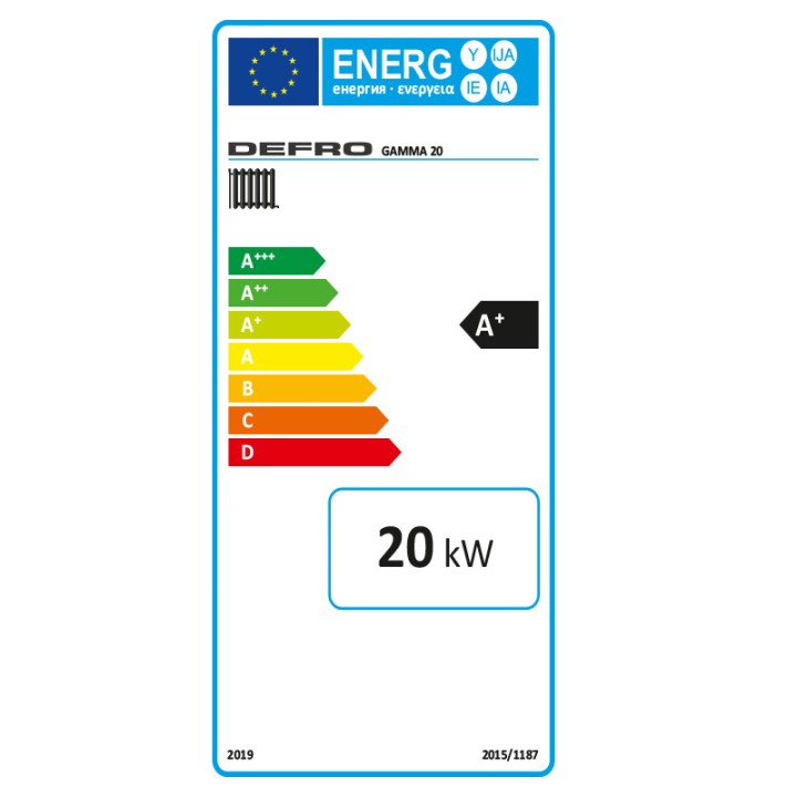 Kocioł na pellet Defro 20 kW GAMMA klasa energetyczna