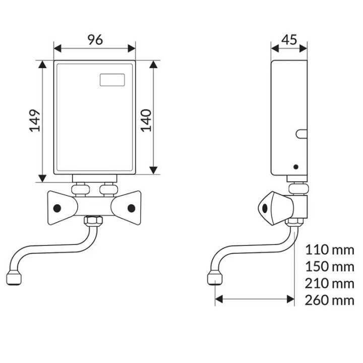 Podgrzewacz wody 5 kW Wijas wymiary