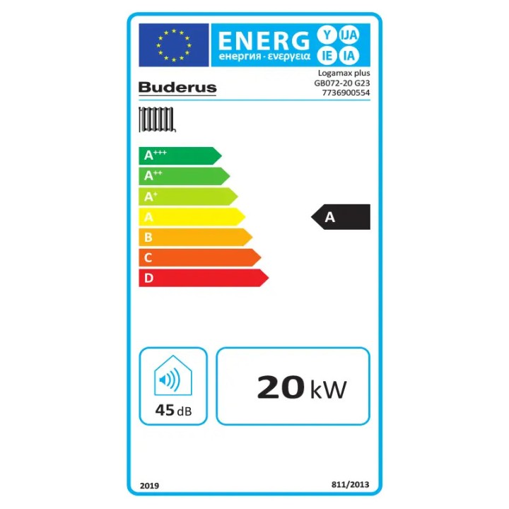 Kocioł gazowy jednofunkcyjny 20kW Buderus Logamax plus GB072-20V2 + RC310 BIAŁY kondensacyjny