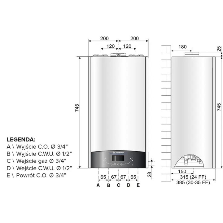 Kocioł gazowy jednofunkcyjny 28kW Ariston Genus One System 30 kondensacyjny